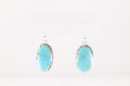 Native America Navajo Sterling Silver Turquoise Dangling Earring's By Mike Dedman.