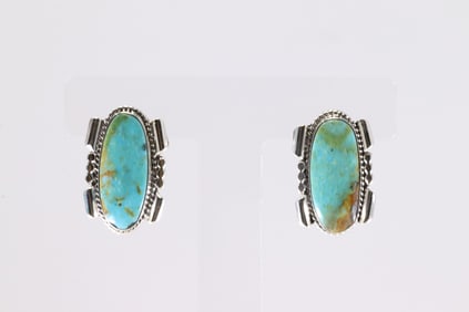 Native America Navajo Sterling Silver Turquoise Post Earring's By Dorothy Lee From R.B Company.