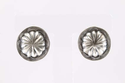 Native America Navajo Sterling Silver Stamped Post Earring's By Joan Begay.