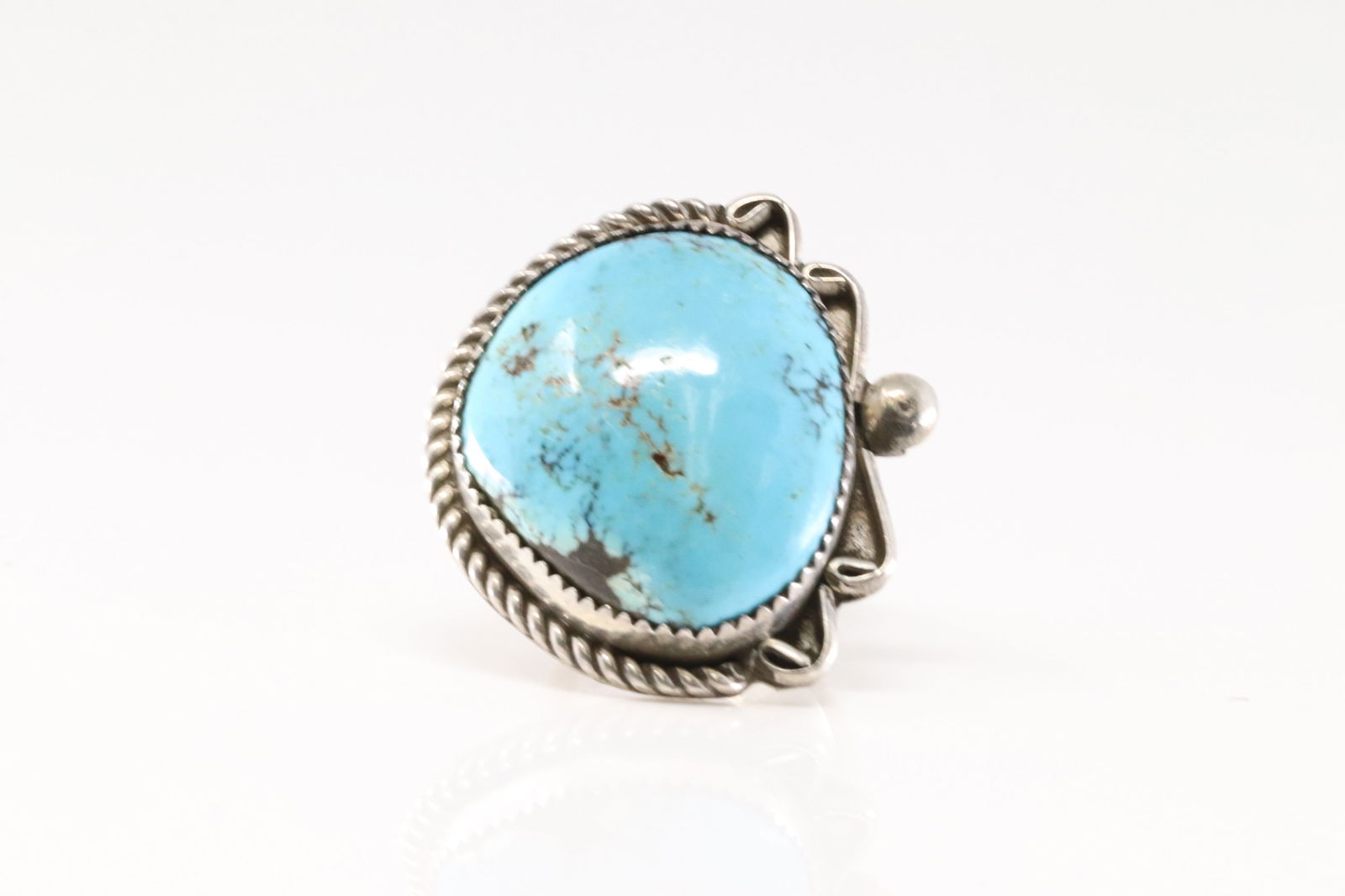 Native America Navajo Sterling Silver Kingman Turquoise Ring By V.H. (1 of 4)