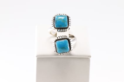 Native America Navajo Sterling Silver Turquoise Ring By Aaron Begay. From R.B Company.