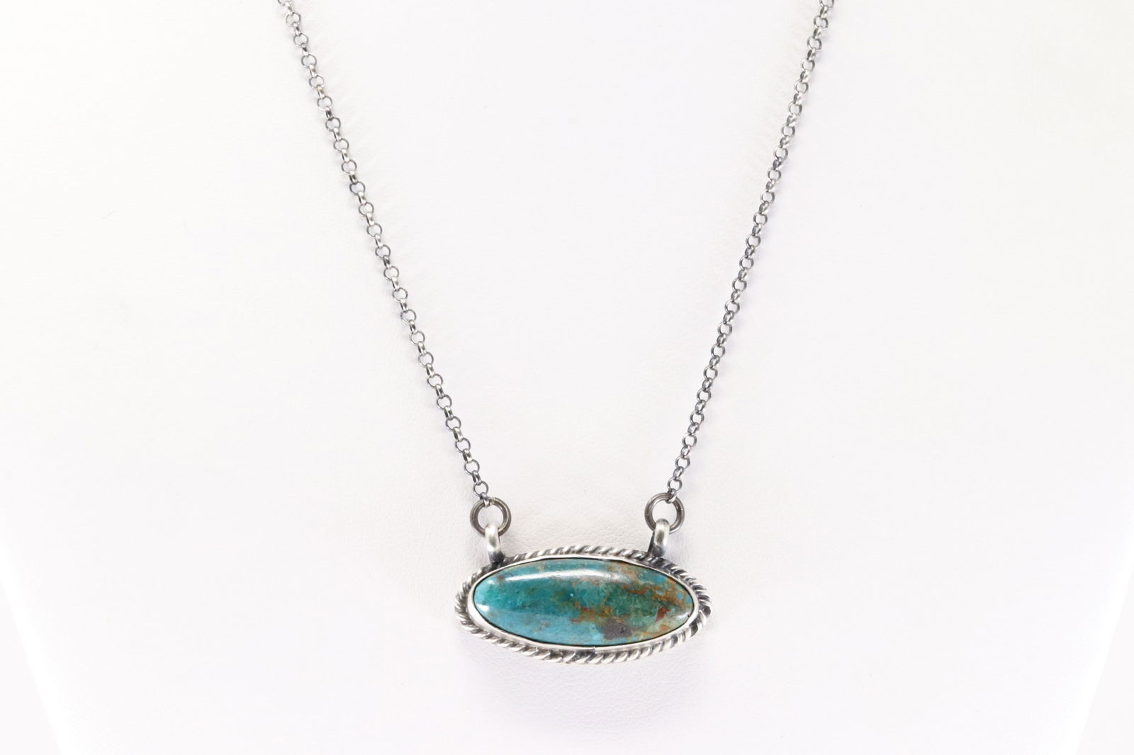 Native America Navajo Sterling Silver Campitos Turquoise Necklace By Johnny Dixon. (1 of 4)