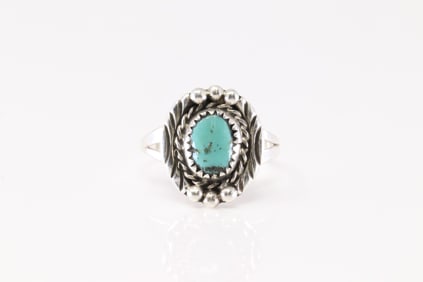Native America Navajo Sterling Silver Turquoise Ring By B.