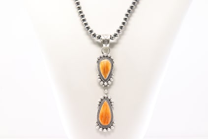 Native America Navajo Sterling Silver Spiny Oyster Pendent By Tom Lewis With None Navajo Stearling