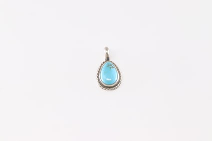 Native America Navajo Sterling Silver Turquoise Pendant By Geraldine James.