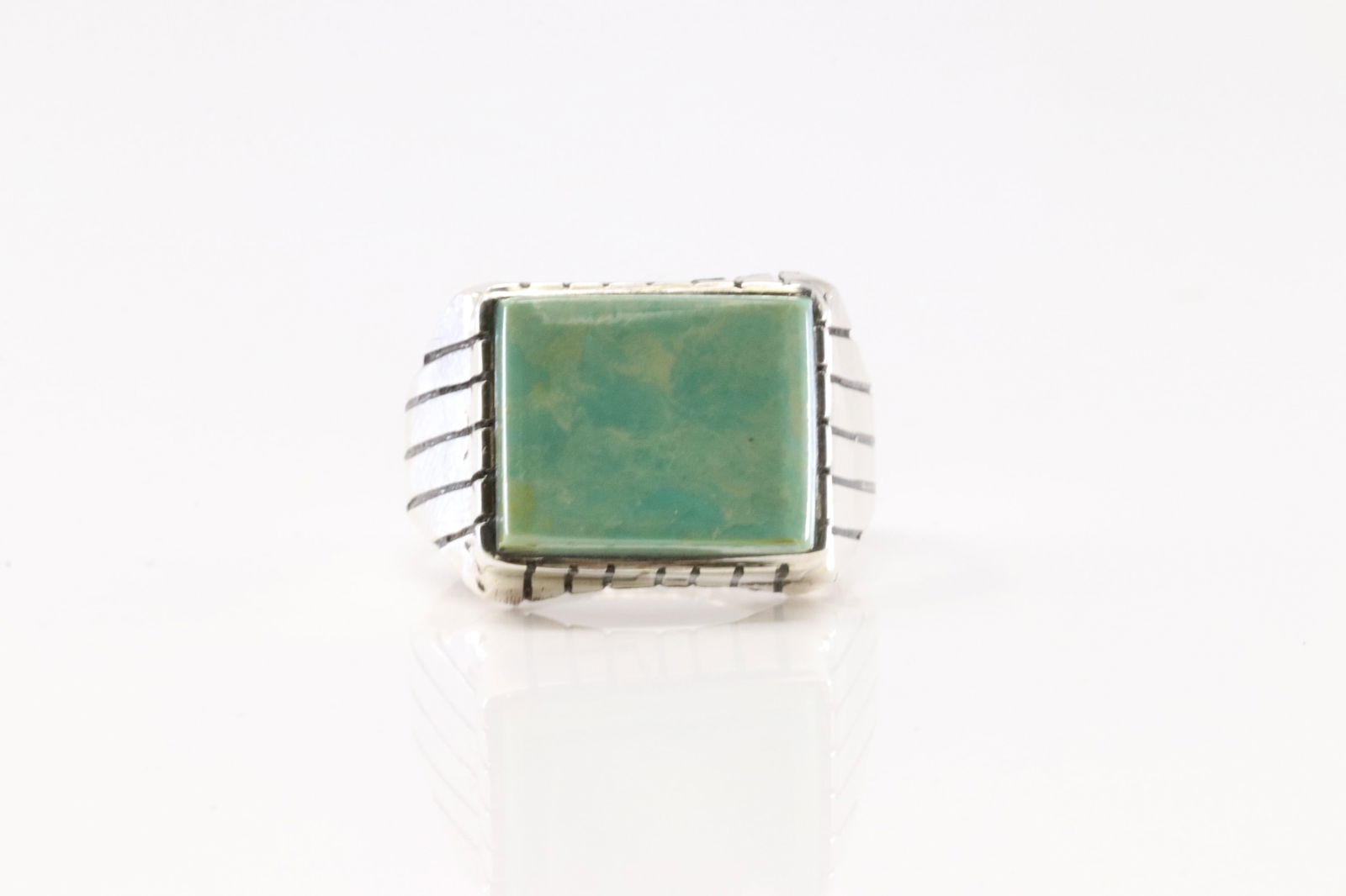 Native America Navajo Sterling Silver Men Turquoise Ring By R. (1 of 4)