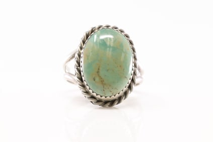 Native America Navajo Sterling Silver Turquoise Ring By C.