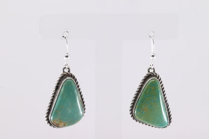 Native America Navajo Sterling Silver Turquoise Dangling Earring' By I.Kee.