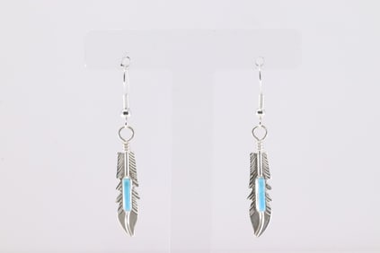 Native America Navajo Sterling Silver Turquoise Dangling Earring's By Barney.