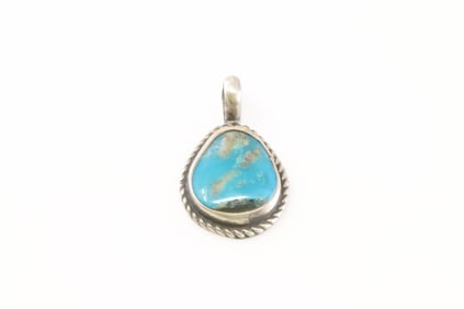 Native America Sterling Silver Turquoise Pendant By Geraldine James.