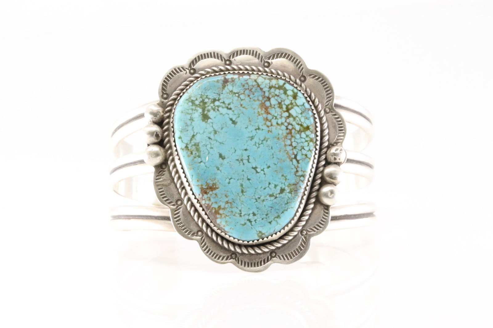 Native America Navajo Sterling Silver Number 8 Turquoise Brecelet Cuff By Danny Hinio. (1 of 4)
