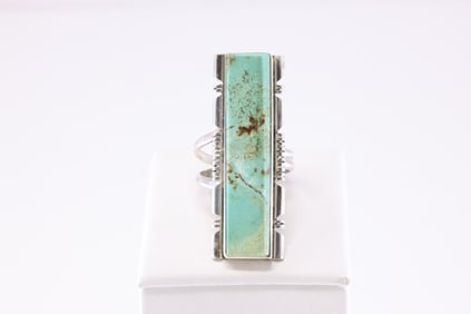 Native America Navajo Sterling Silver Turquoise Ring By S.F.