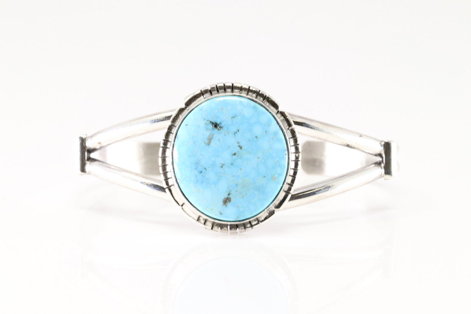 Native America Navajo Sterling Silver Kingman Turquoise Bracelet Cuff By S.E. (1 of 4)