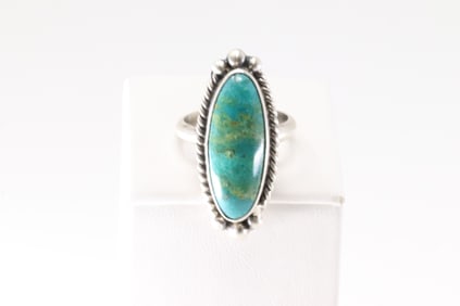 Native America Navajo Sterling Silver Turquoise Ring By Eugene. B.