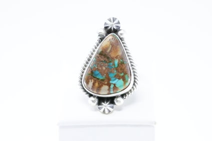 Native America Navajo Sterling Silver Turquoise Ring By Dixon.