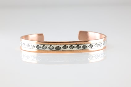 Native American Navajo Sterling Silver Copper Bracelet Cuff By Wylie Secatero.