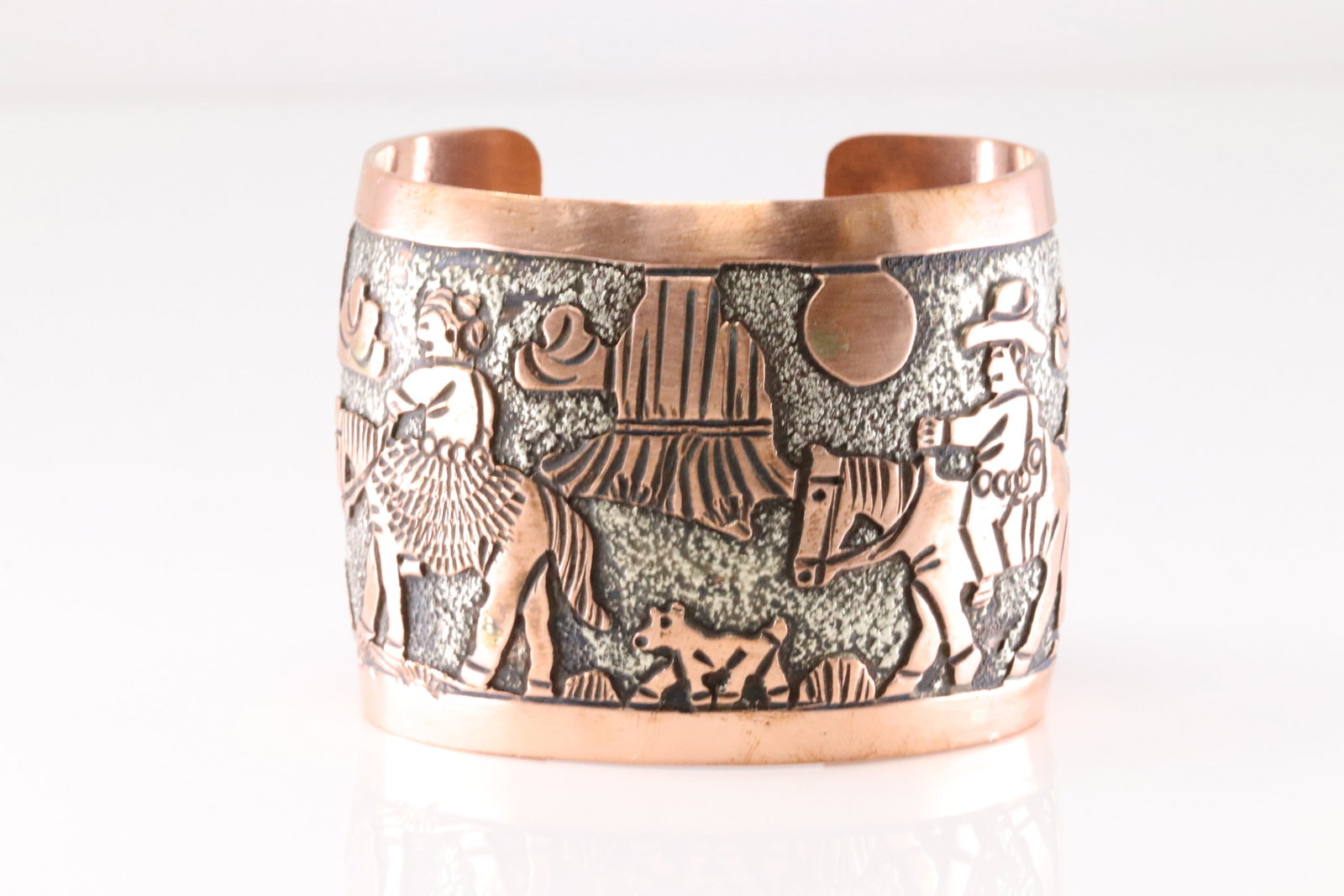 Native America Navajo Copper Storyteller Bracelet Cuff By B. (1 of 4)
