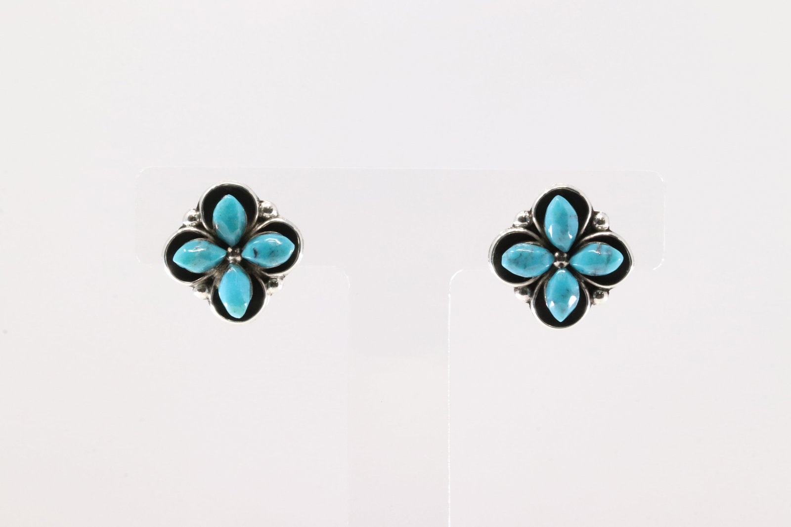 Native America Zuni Sterling Silver Turquoise Post Earring's By Kenneth Natewa.: This is a Native America Zuni Sterling Silver Turquoise Post Earring's By Kenneth Natewa.