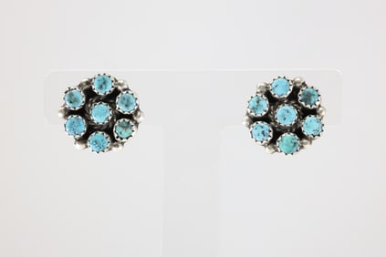 Native America Navajo Sterling Silver Turquoise Post Earring's By B.