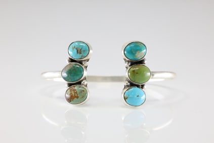 Native America Navajo Sterling Silver Turquoise Bracelet Cuff By Geraldine James.