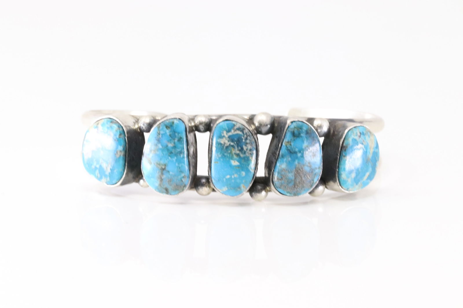 Native America Navajo Sterling Silver Turquoise Bracelet Cuff By A.L. (1 of 4)