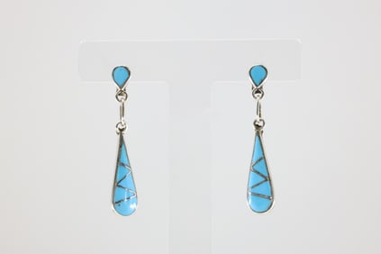 Native America Zuni Sterling Silver Turquoise Post Earring's By AA.
