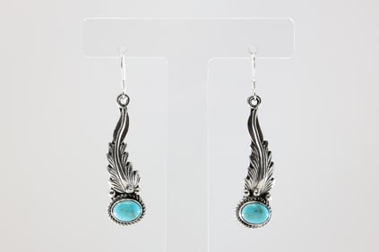 America Sterling Silver Turquoise Dangling Earring's By Rita Largo.