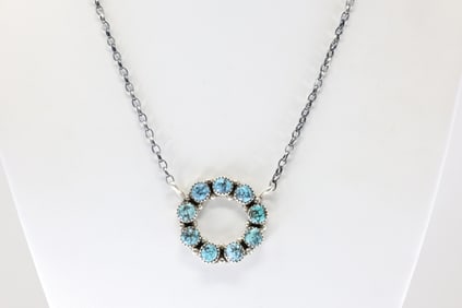 Native America Navajo Sterling Silver Turquoise Necklace By MR.