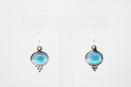 Native America Navajo Sterling Silver Turquoise Dangling Earring's By Isabelle Yazzie From R.B