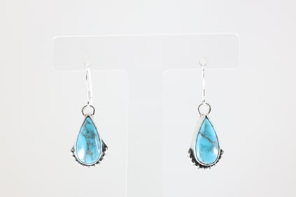 America Navajo Sterling Silver Turquoise Dangling Earring's.