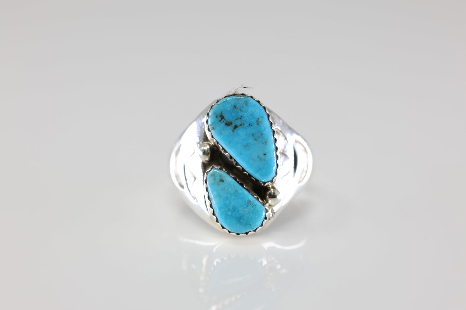 Native America Navajo Sterling Silver Turquoise Ring By M.L.
