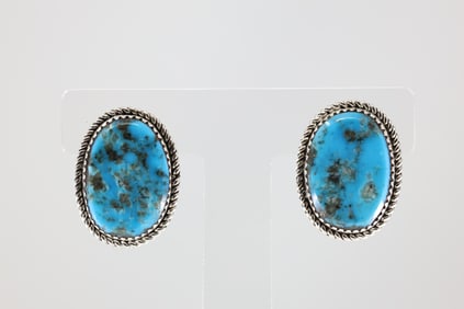 Native America Navajo Sterling Silver Turquoise Post Earring's By L.Etcitty.
