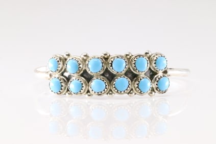 Native America Navajo Sterling Silver Turquoise Bracelet Cuff By C.A.