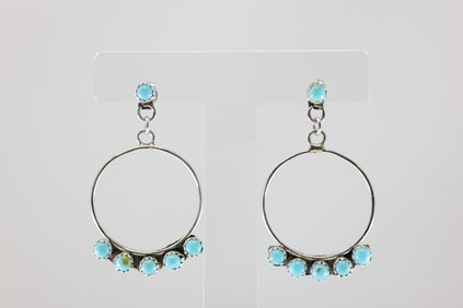 America Sterling Silver Turquoise Post / Dangling Earring's.