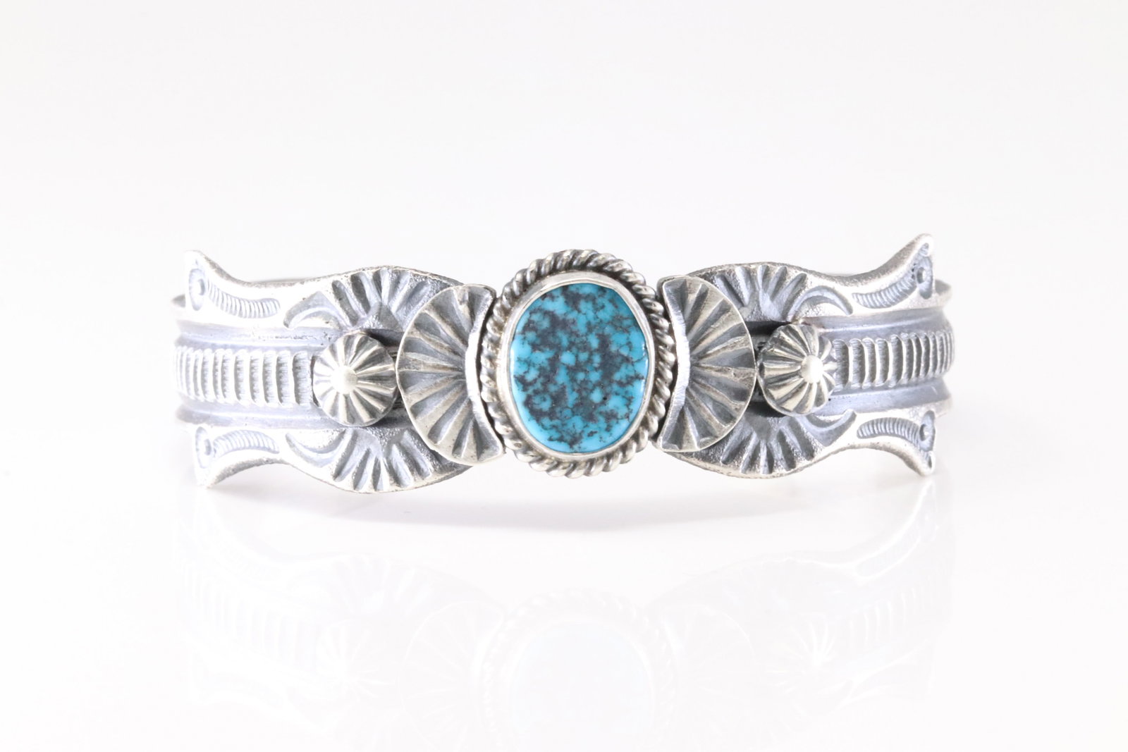 Native America Navajo Sterling Silver Turquoise Bracelet Cuff By Kevin Billah.: This is a Native America Navajo Sterling Silver Turquoise Bracelet Cuff By Kevin Billah.