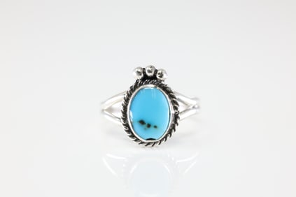 America Sterling Silver Turquoise Ring By Rosemary Saunders.