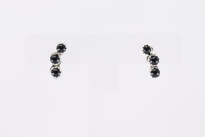 Native America Sterling Silver Black Onyx Post Earring's.