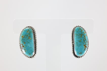 Native America Navajo Sterling Silver Royston Turquoise Post Earring's By Chassity Belone.
