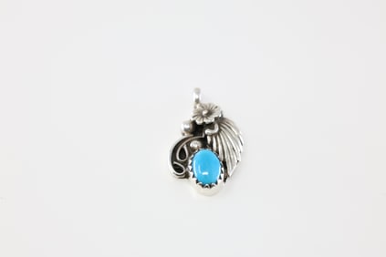 America Sterling Silver Turquoise Pendant.