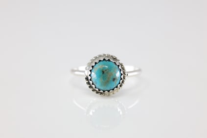 America Sterling Silver Turquoise Ring By Esther White.