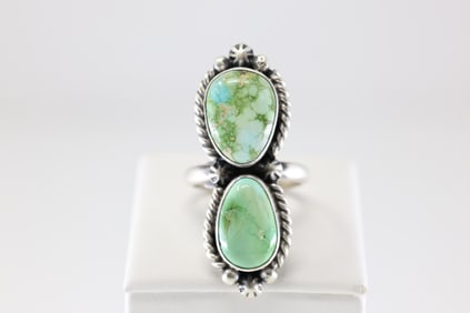 Native America Navajo Sterling Silver Turquoise Ring By Eugene Belone.