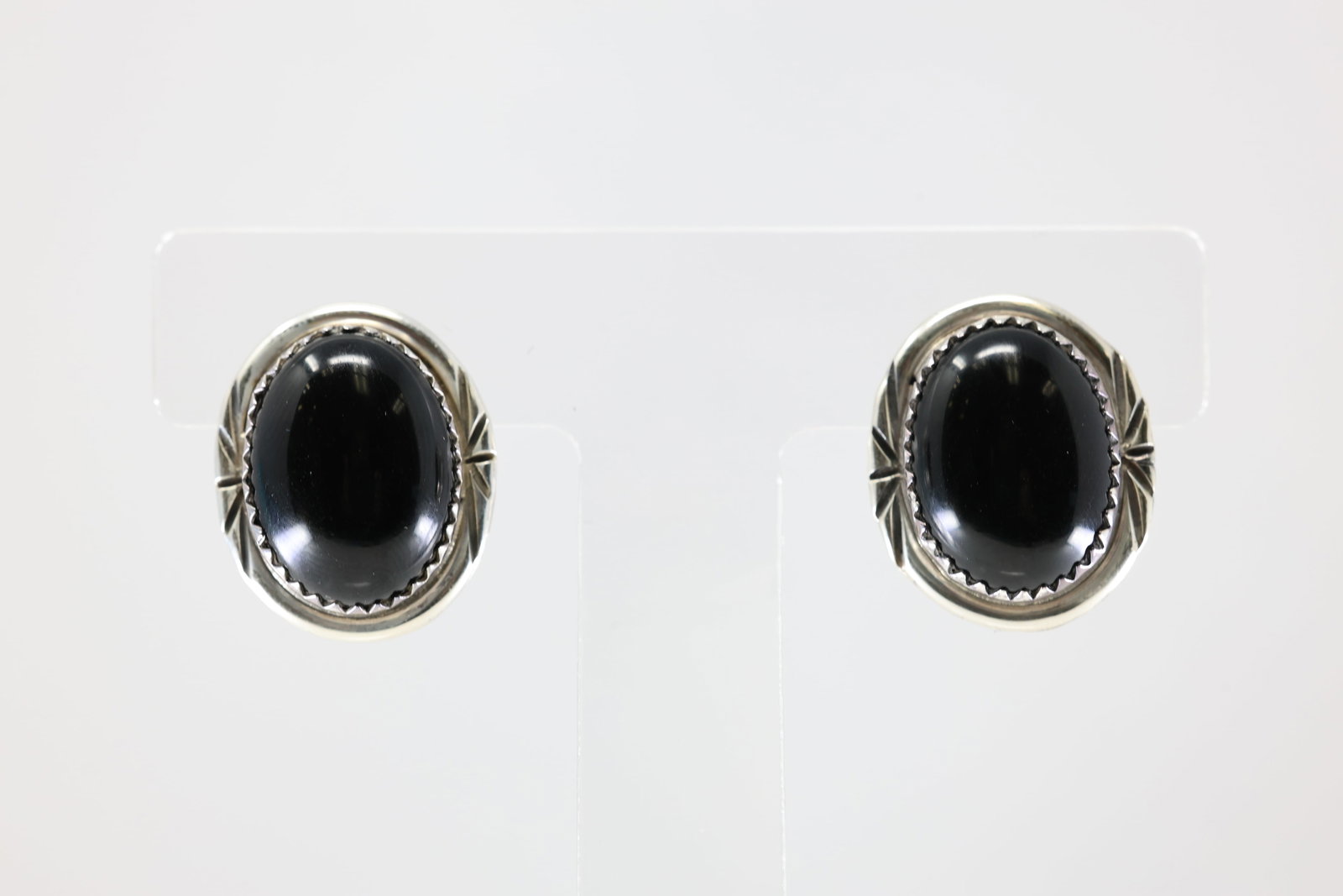 America Sterling Silver Black Onyx Post Earring's.: This is a America Sterling Silver Black Onyx Post Earring's.