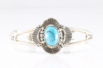America Sterling Silver Turquoise Bracelet Cuff.