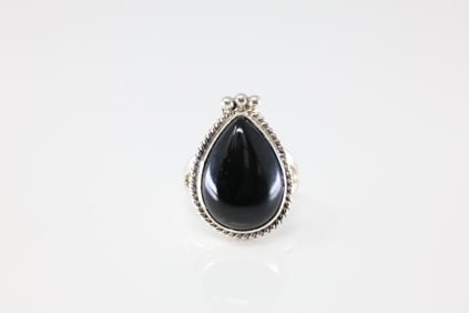 America Sterling Silver Black Onyx Ring.