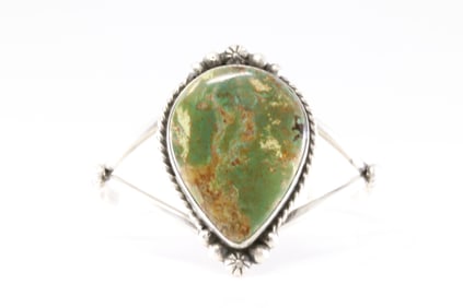 Native America Sterling Silver Kingman Turquoise Bracelet Cuff By Augustine Largo.