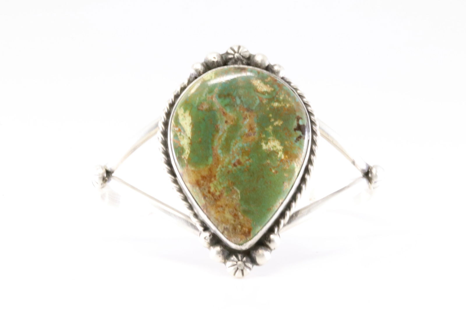 Native America Sterling Silver Kingman Turquoise Bracelet Cuff By Augustine Largo.: This is a Native America Sterling Silver Kingman Turquoise Bracelet Cuff By Augustine Largo.