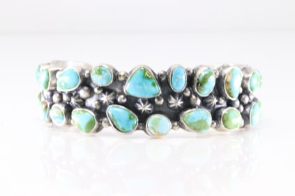 Native America Navajo Sterling Silver Sonora Gold Turquoise Bracelet Cuff By Bob Becenti.