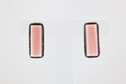 Native America Navajo Sterling Silver Pink Conch Shell Post Earring's By Virginia Becenti.
