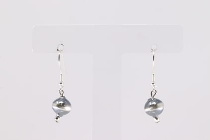 Native America Sterling Silver Pearl  Beaded Dangling Earring's.