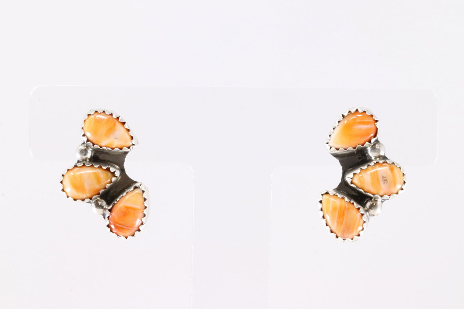 Native America Navajo Sterling Silver Spiny Oyster Post Earring's By B. Stamp B. (1 of 4)